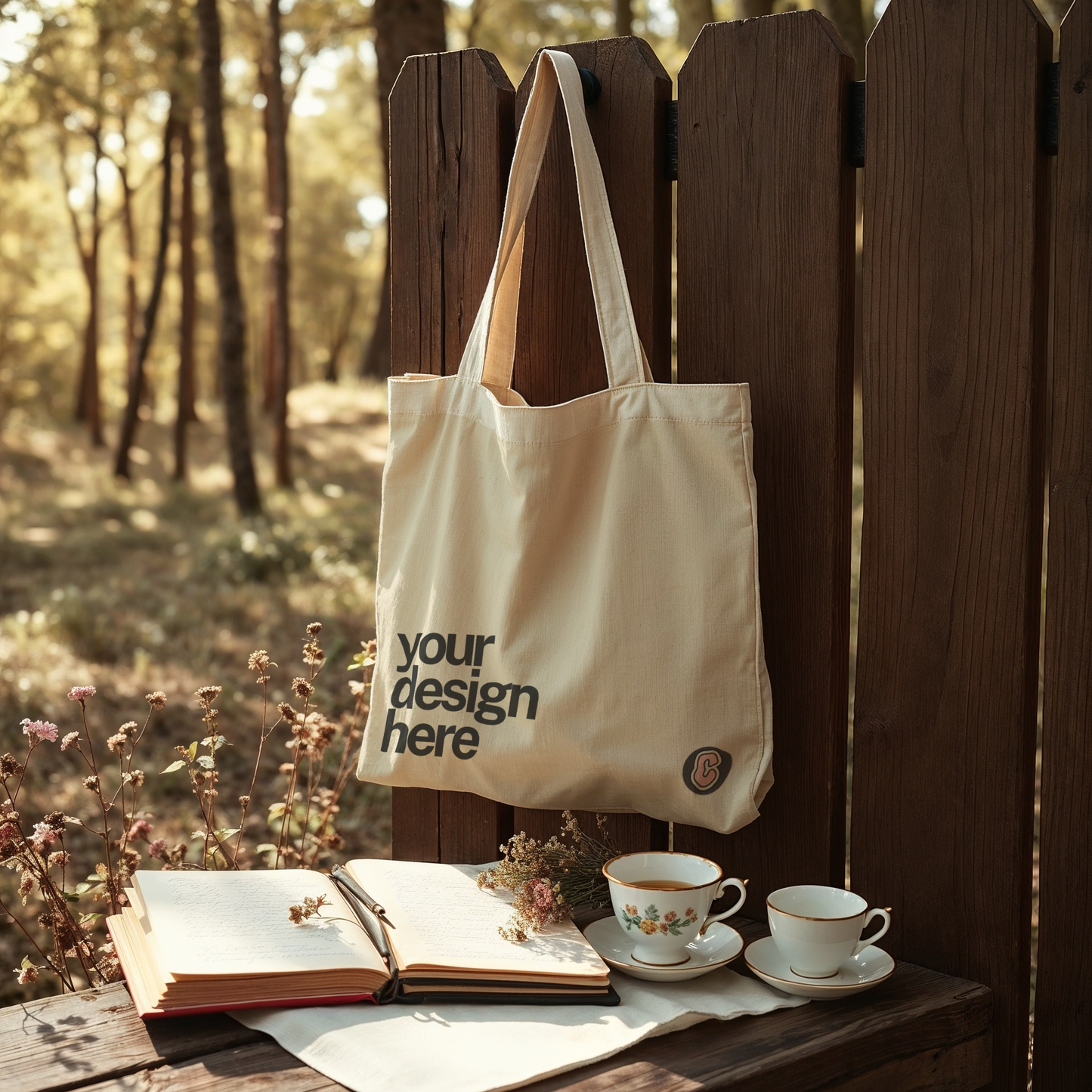Tote Bag in Garden Mockup