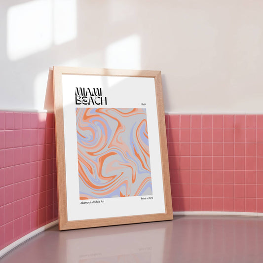 Framed Pink Tiled Wall Mock-up Template | DIN A Ratio