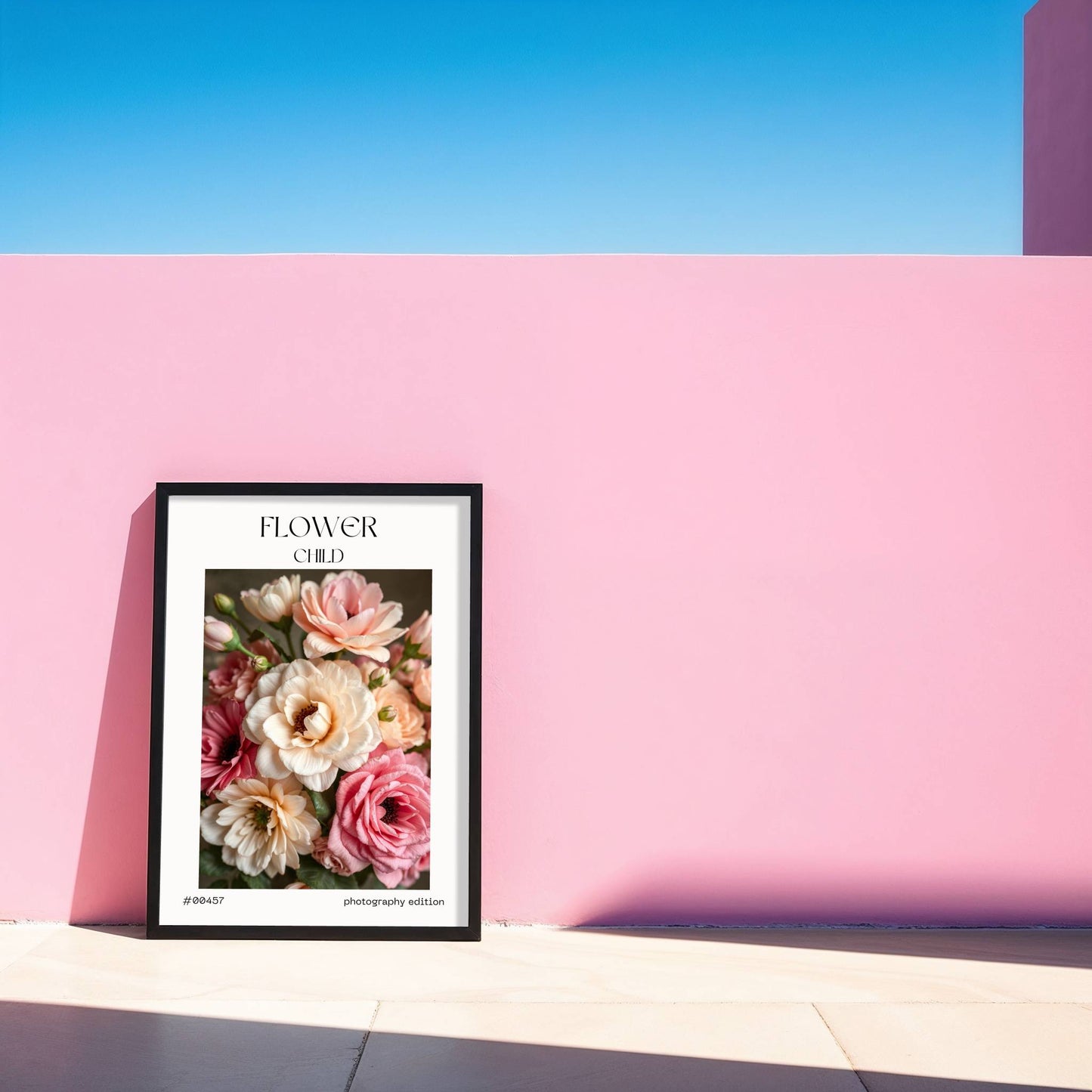 Framed Print on Pink Wall Mock-up Template | DIN A Ratio