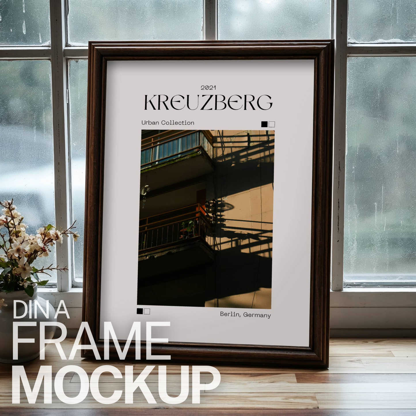 Frame on Windowsill Mock-up Template | DIN A