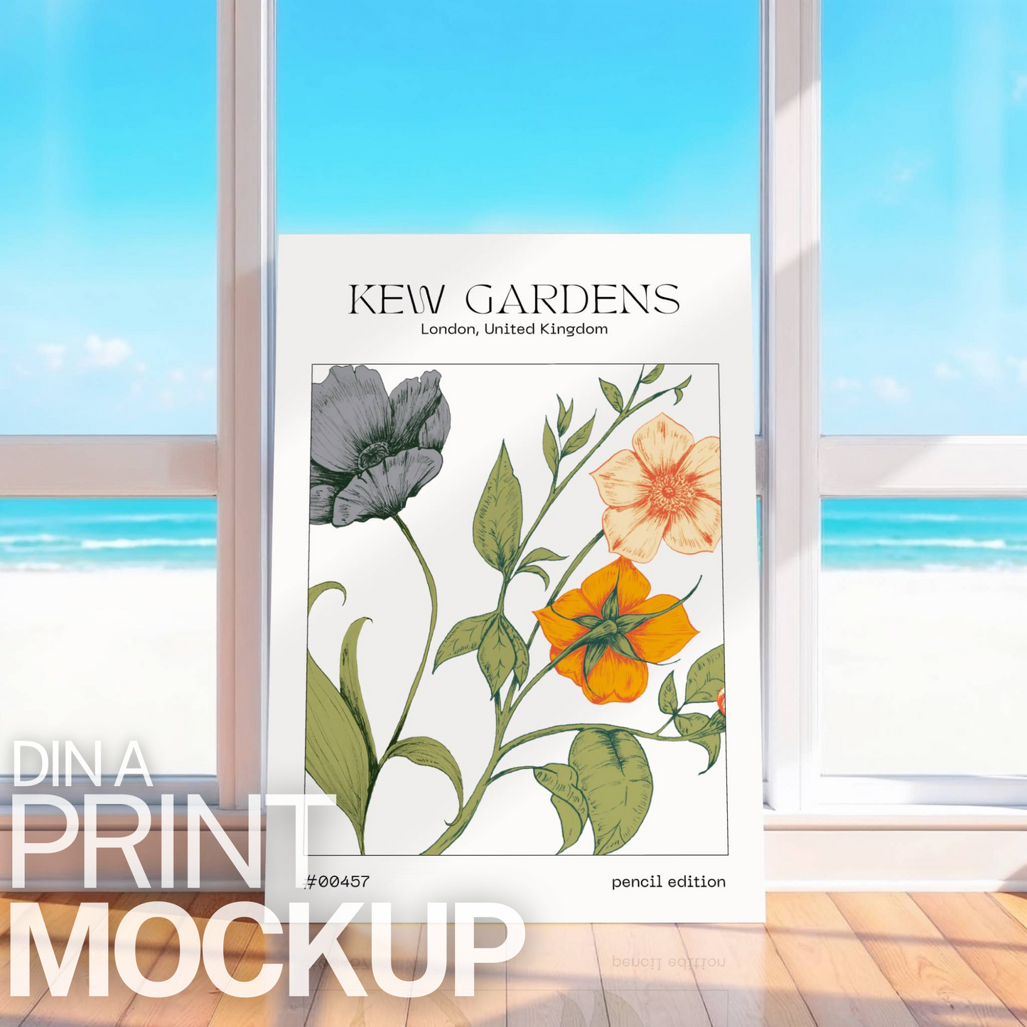 Summer Beach House Print Mock-up Template | DIN A