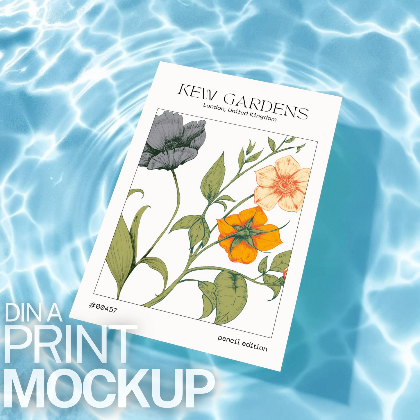 Print Floating in Water Mock-up Template | DIN A