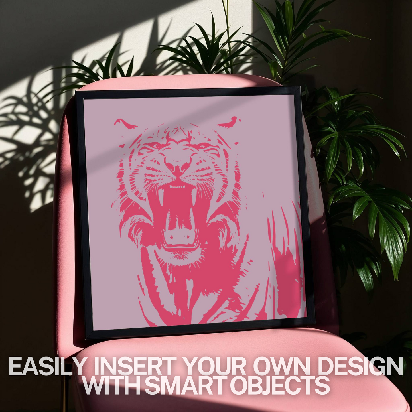 Square Frame on Pink Chair Mock up Template