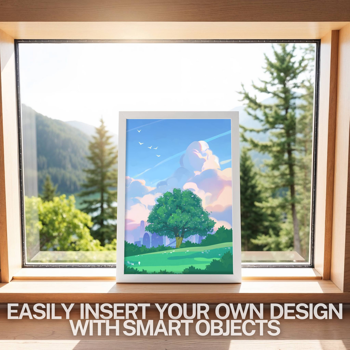 Summer Mountain Cabin Print Mock-up Template | DIN A