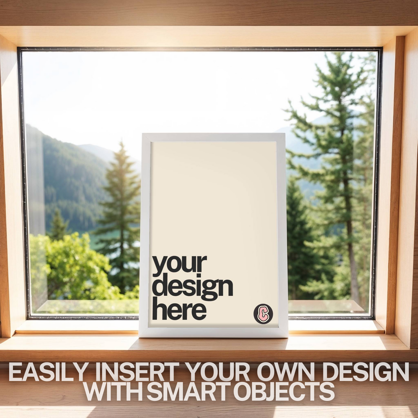 Summer Mountain Cabin Print Mock-up Template | DIN A