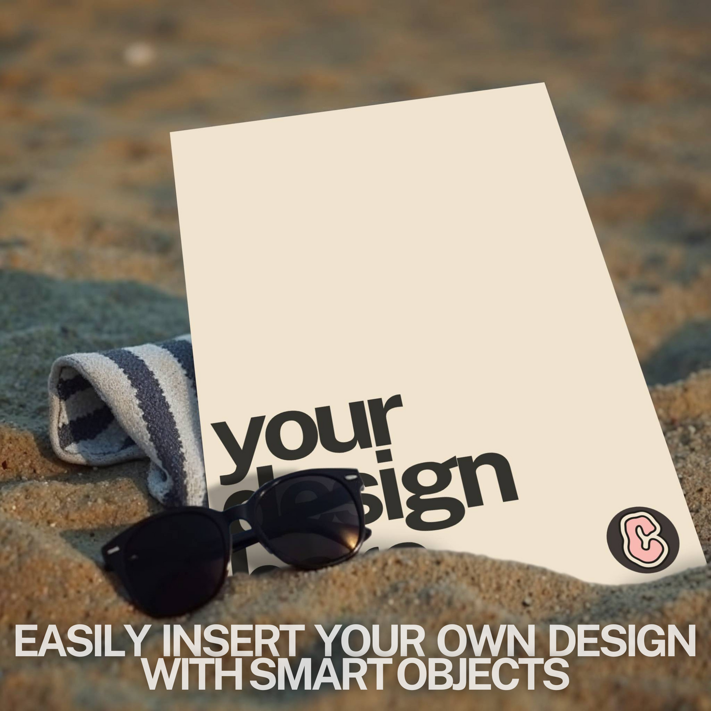 Print on Beach Mock-up Template | DIN A