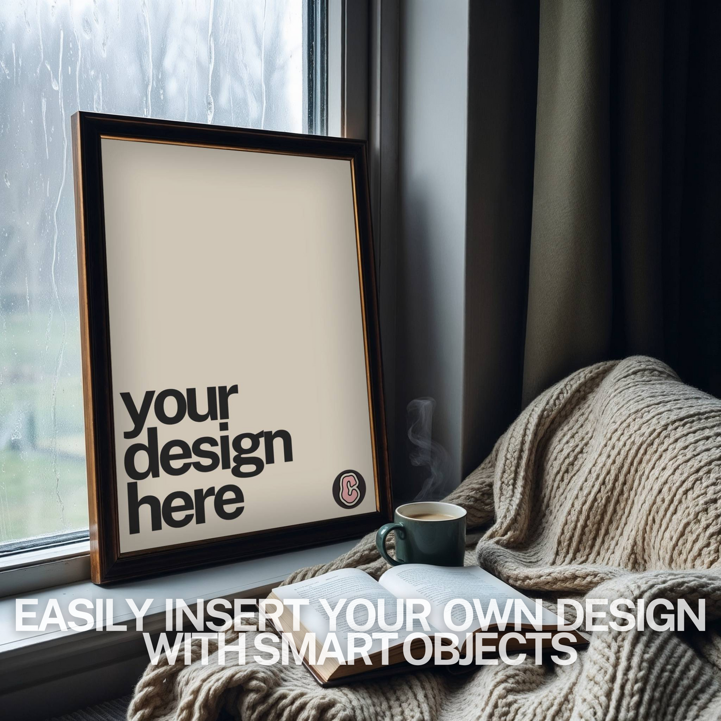 Frame on Cosy Windowsill Mock-up Template | DIN A