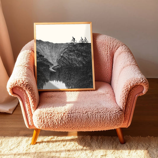 Framed Print on Soft Pink Chair Modern Mock up Template