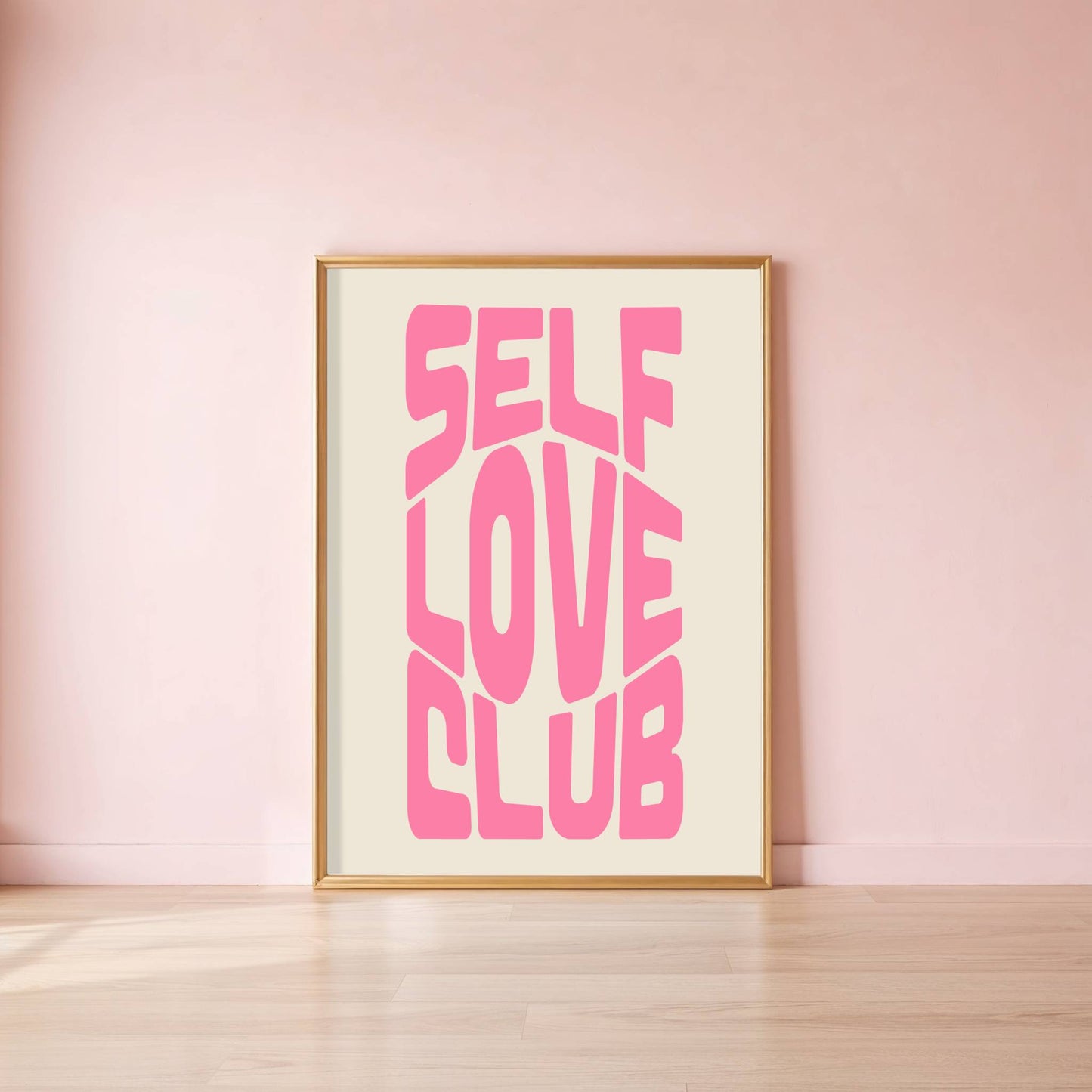 Framed Print on Pink Wall Minimal Mock up Template