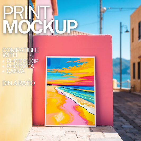 Framed Wall Art against a Pink Wall Mockup