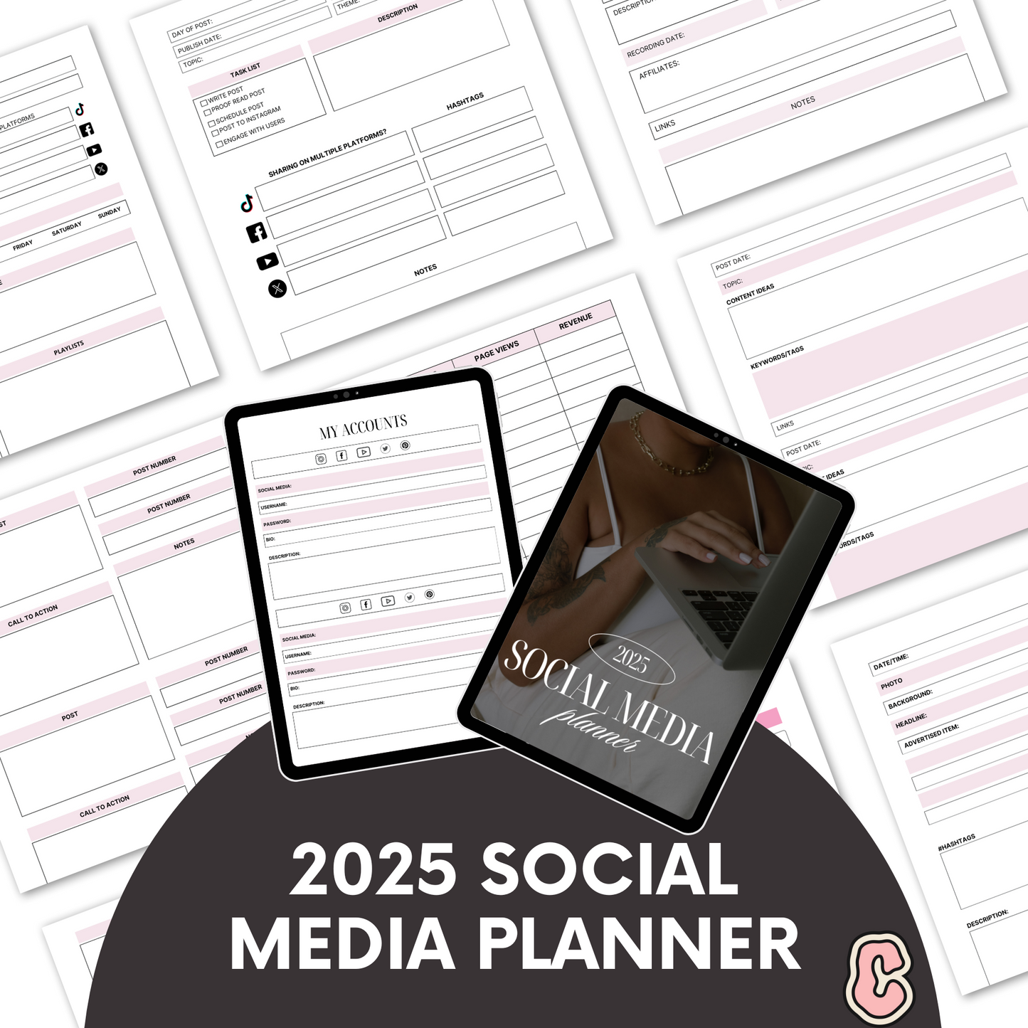 2025 Social Media Planner | 50-Page Digital Download | Content Calendar & Post Scheduler