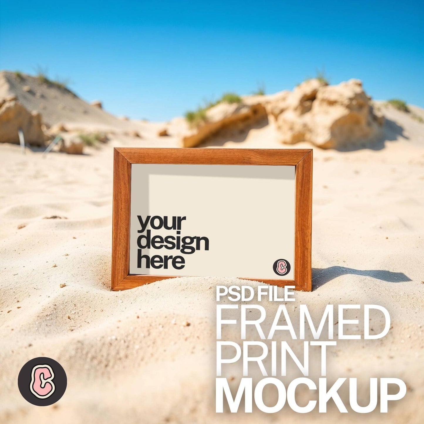 Framed Print on Sunny Beach Mock up Template