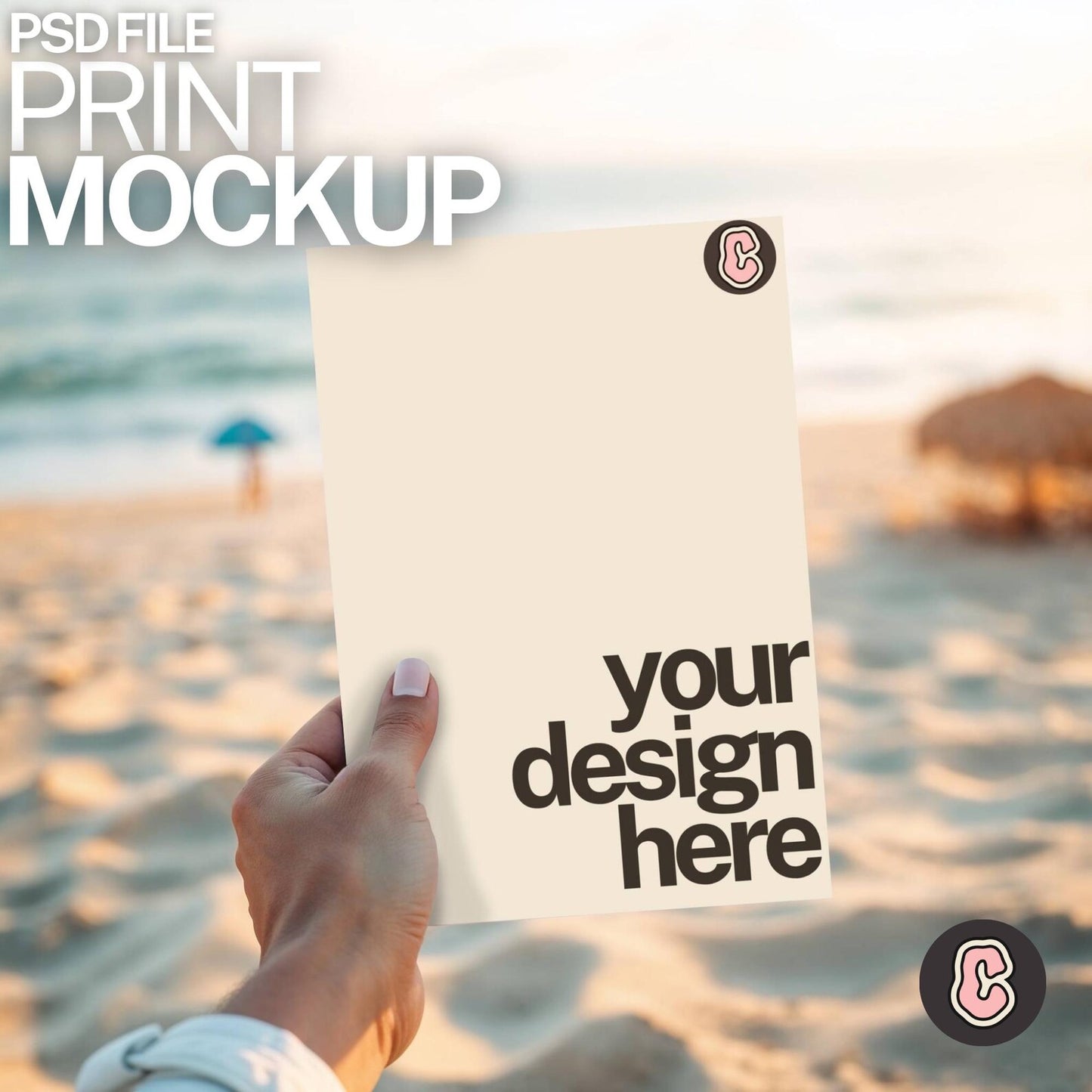 Print on Tropical Beach Mock up Template