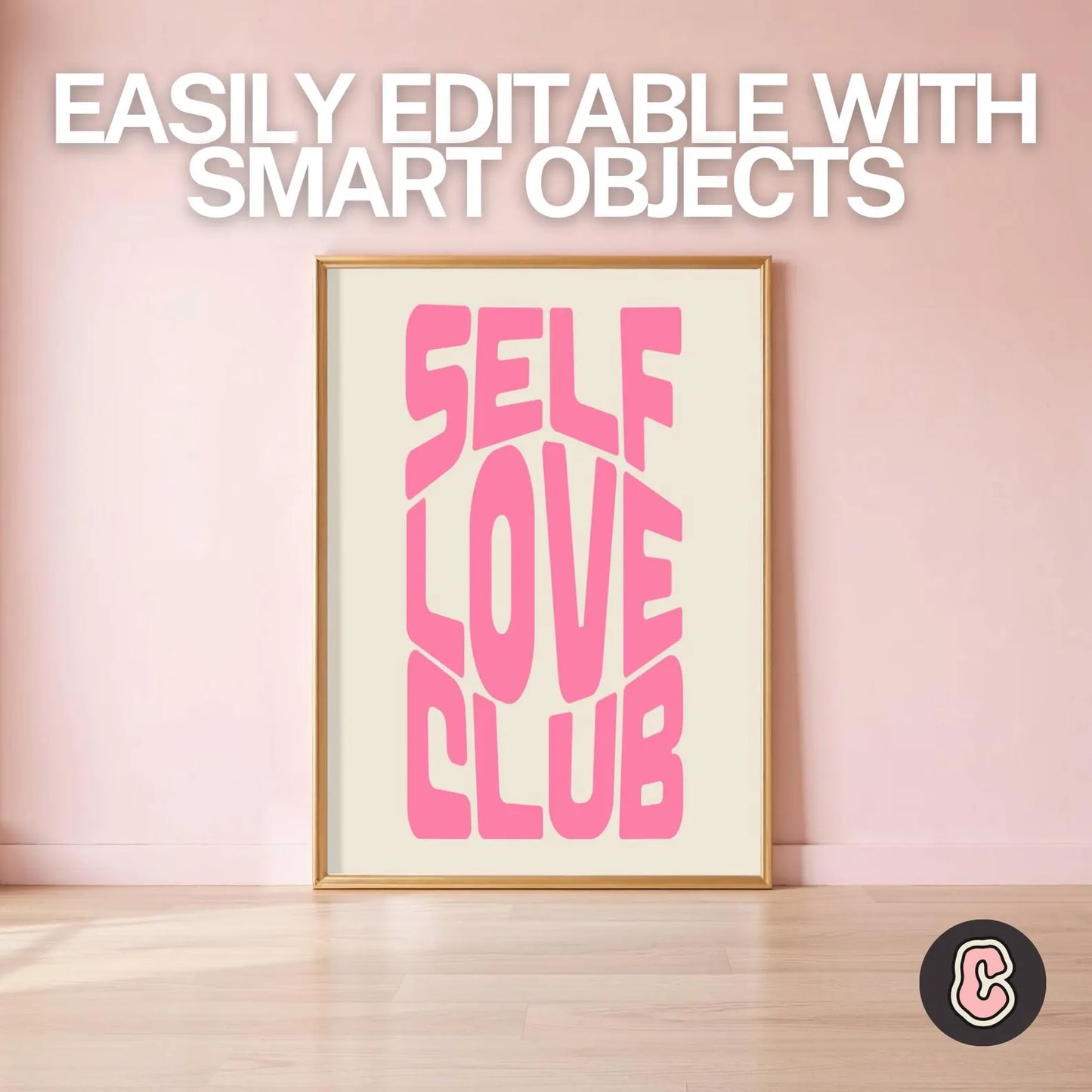 Framed Print on Pink Wall Minimal Mock up Template