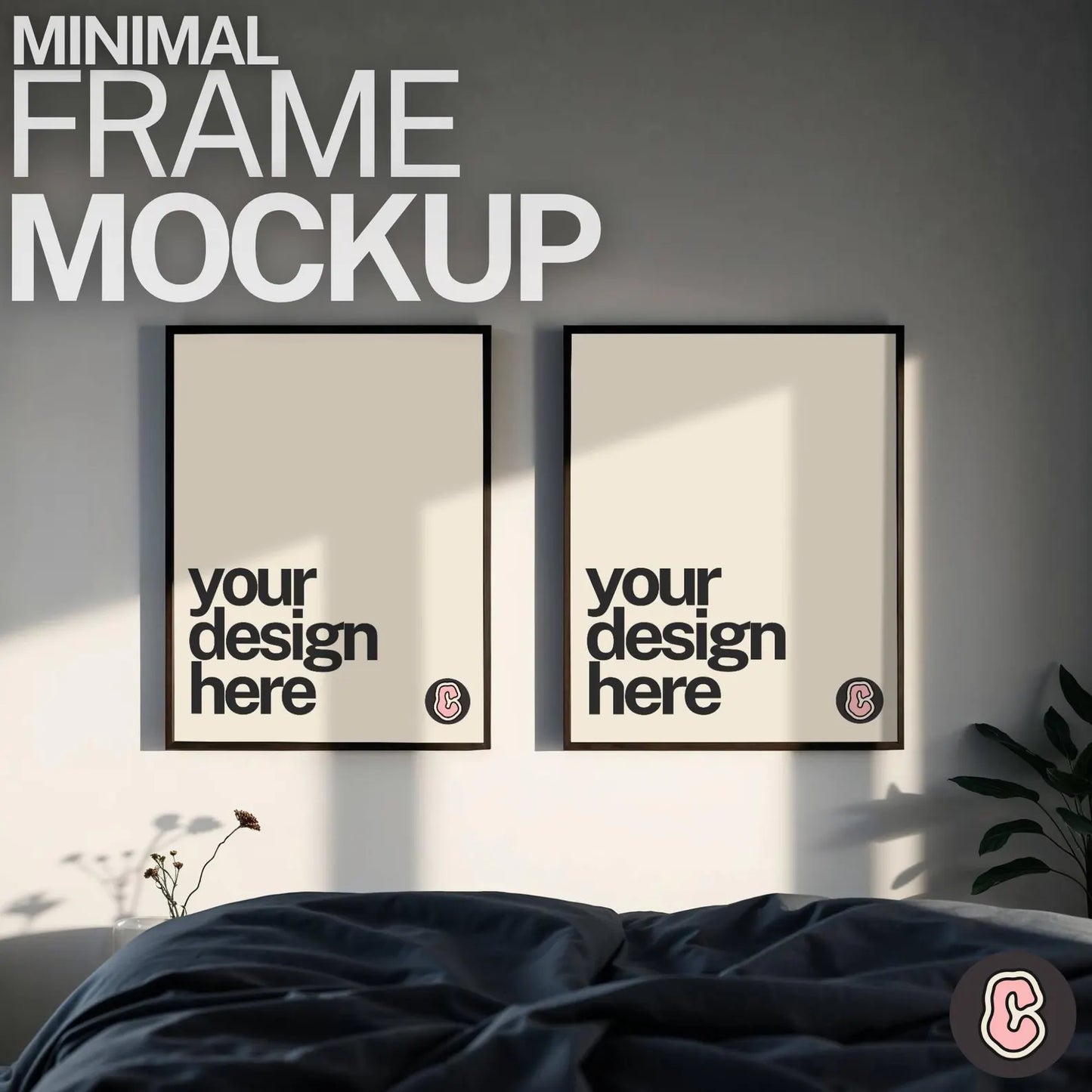 2 Framed Prints Minimal Mock up Template