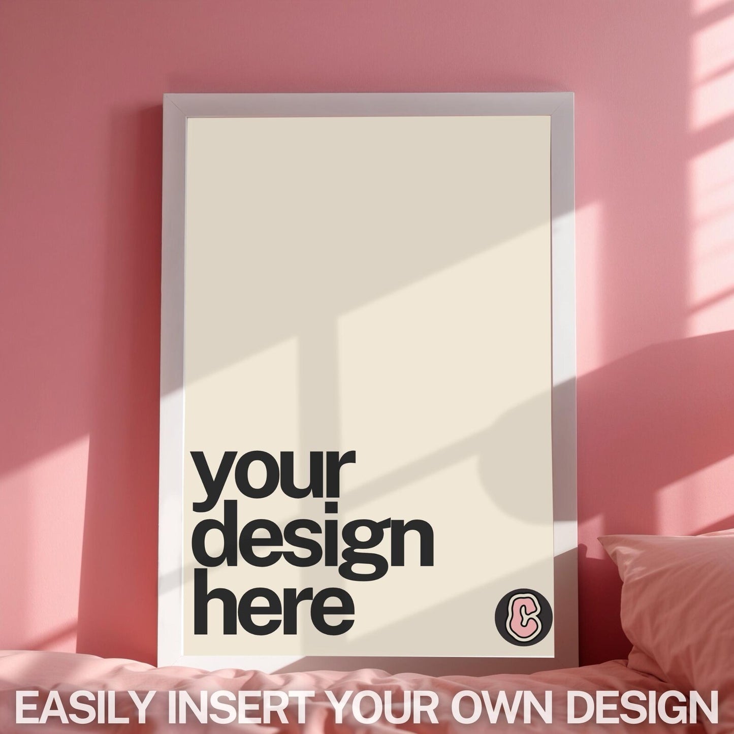 Frame in a Pink Room Mock up Template | Canva Compatible